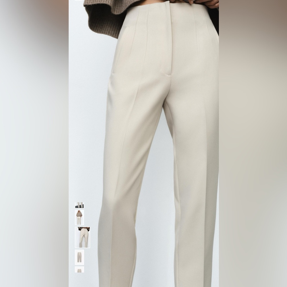 Zara Cream High Waisted Pants - Picture 3 of 12